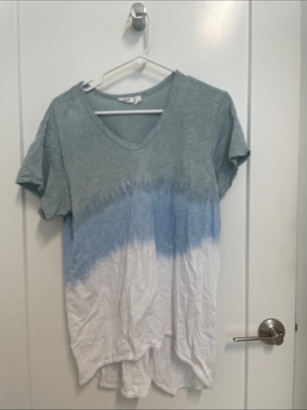 Wilt Light Blue Ombre V-Neck Short Sleeve Top